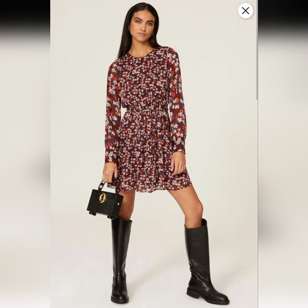 Jason Wu Floral Tie Waist Dress Size 2 Brown/Red